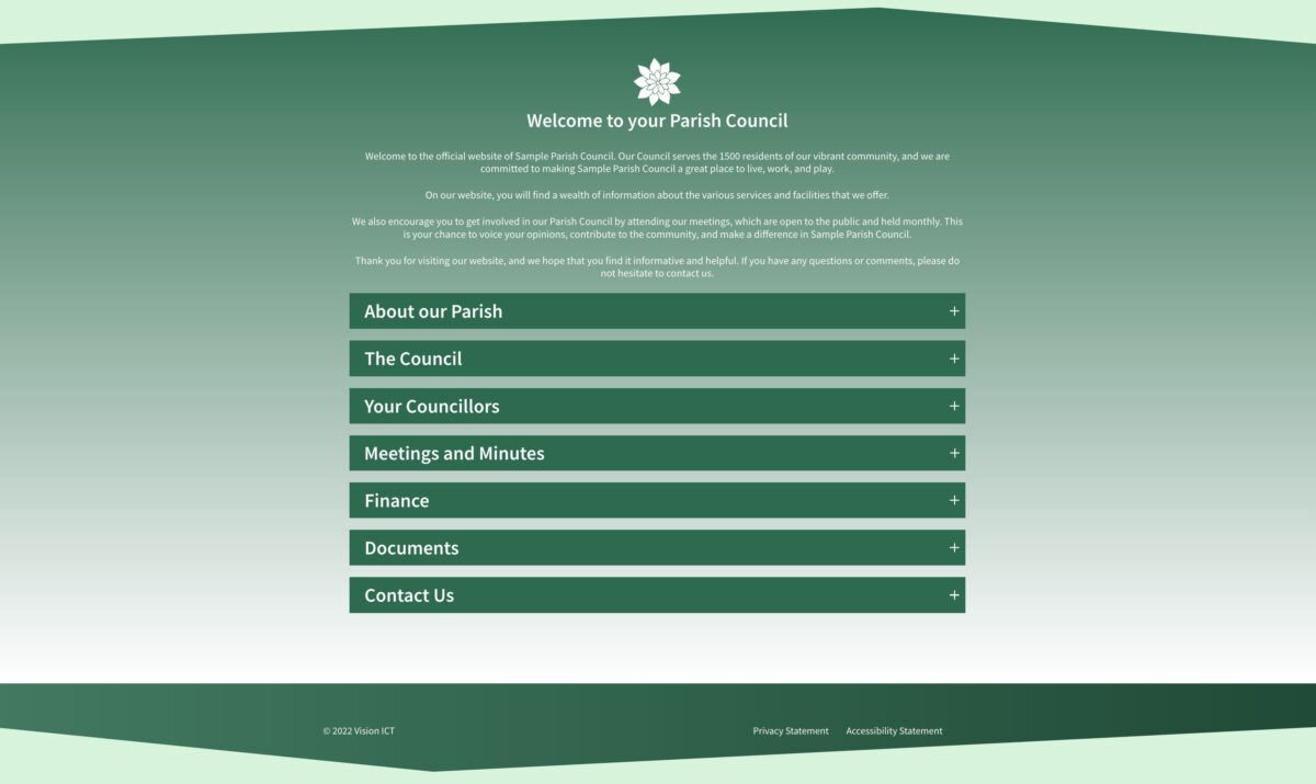 1 page WordPress Transparency code website in Green