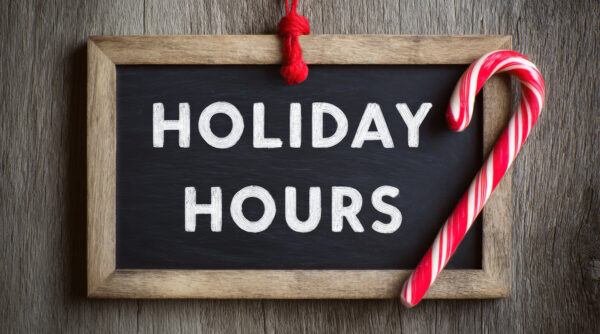 Holiday hours with candy cane