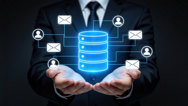 Person holding digital database illustration
