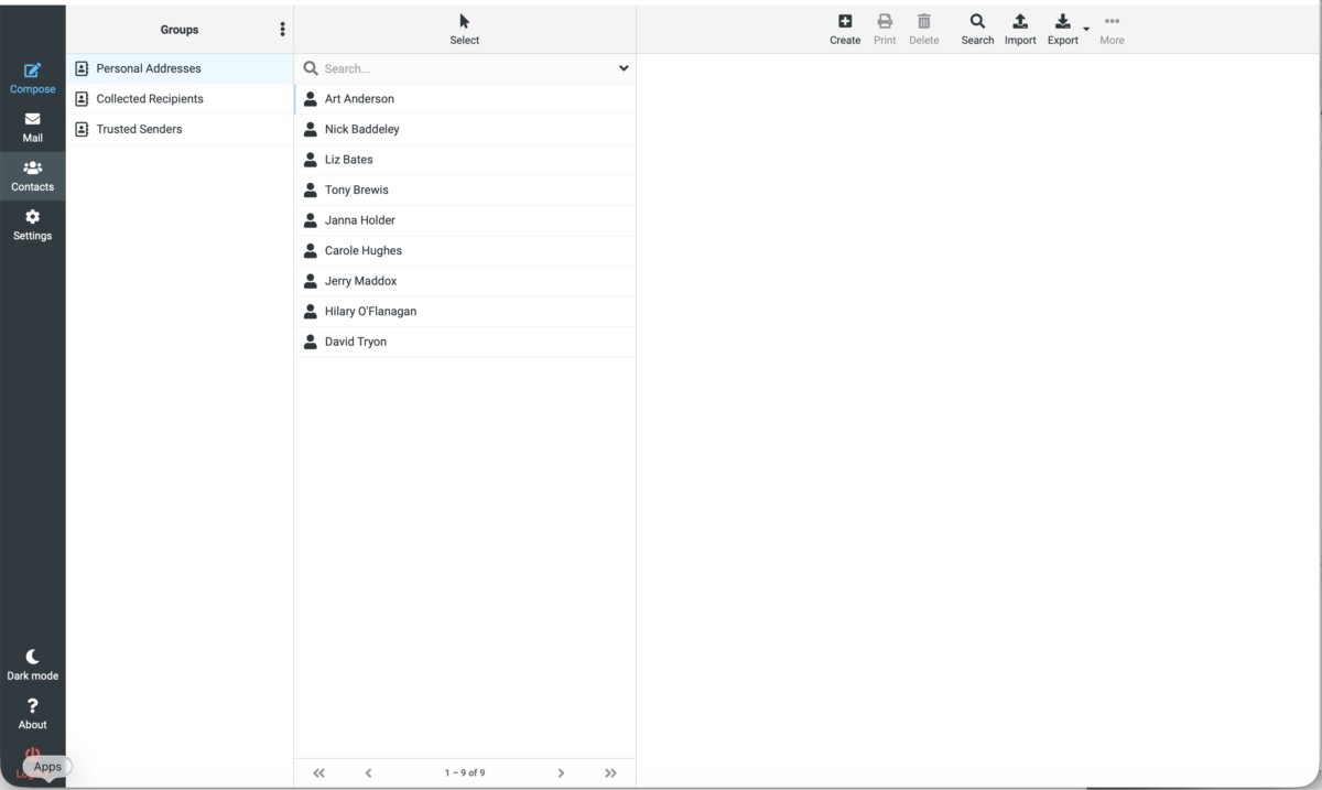Contacts screen grab